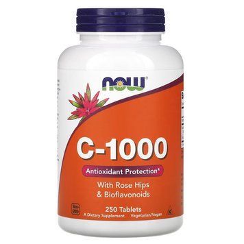NOW Vitamin C-1000 with Rose Hips & Bioflavonoid, 250 таблеток CN12475 фото