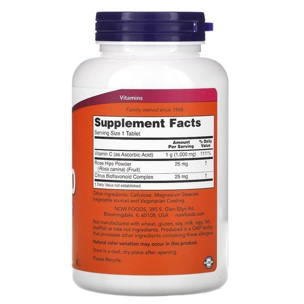 NOW Vitamin C-1000 with Rose Hips & Bioflavonoid, 250 таблеток CN12475 фото