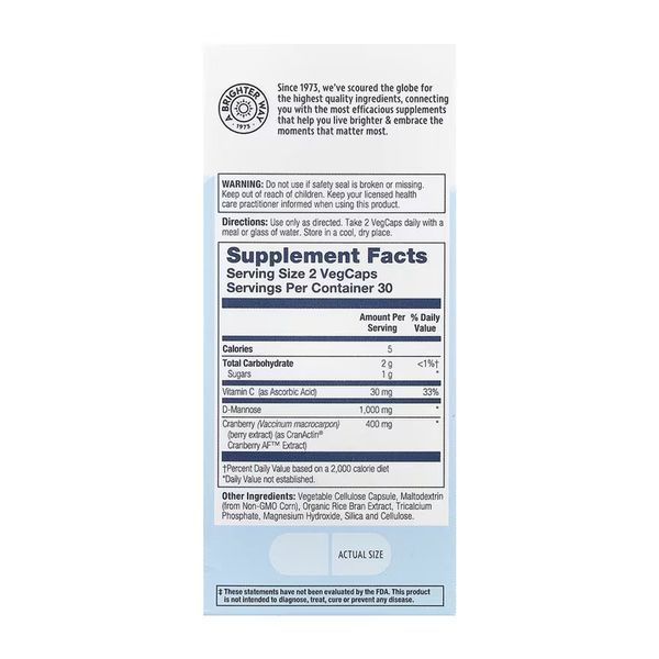 CranActin D-Mannose 1000mg - 60 vcaps 2023-10-5844 фото