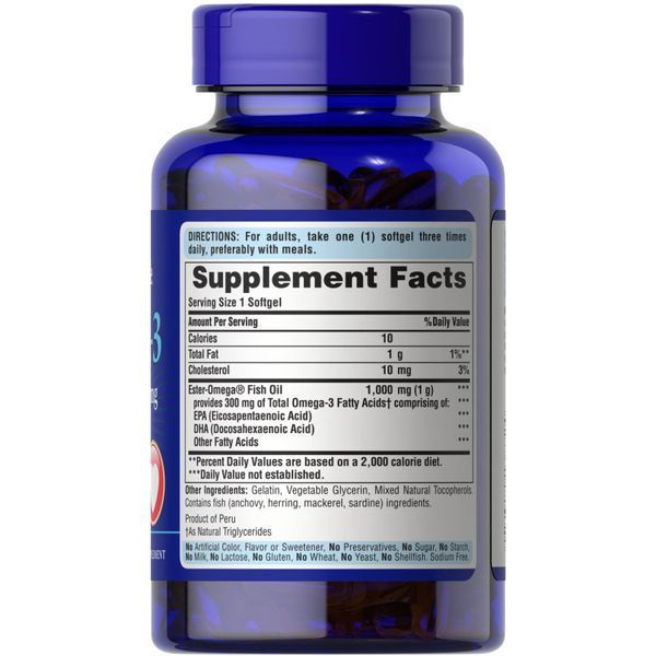 Puritan's Pride Omega 3 Fish Oil 1000 mg, 100 капсул CN2373 фото