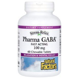 Natural Factors Stress-Relax Pharma GABA 100 mg, 60 желеек CN16727 фото