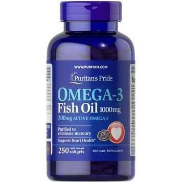 Puritan's Pride Omega 3 Fish Oil 1000 mg, 250 капсул CN2445 фото