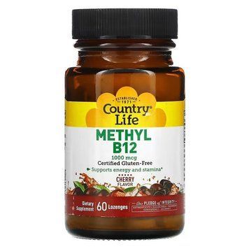 Country Life Methyl B12 1000 mcg, 60 леденцов - Вишня CN14517-1 фото