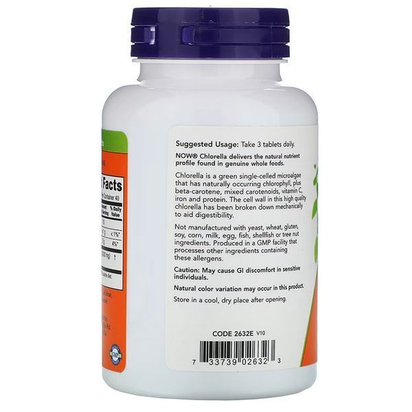 NOW Chlorella 1000 mg, 120 таблеток CN10299 фото