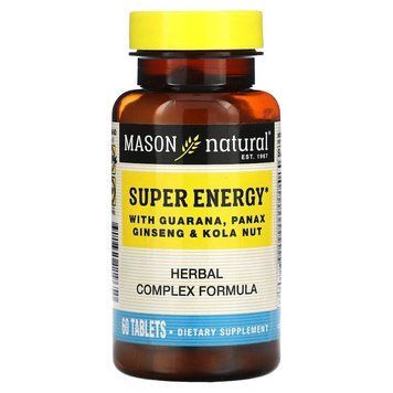 Mason Natural Super Energy with Guarana, Panax Ginseng & Kola Nut, 60 таблеток CN13508 фото