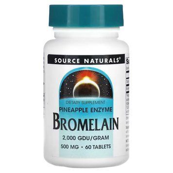 Source Naturals Bromelain 2000 GDU/g 500 mg, 60 таблеток CN12607 фото