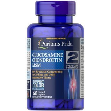 Puritan's Pride Chondroitin Glucosamine MSM 2 Per Day Formula, 60 каплет CN2379 фото