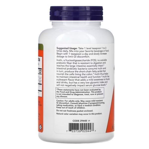 NOW Inulin powder, 227 грам CN4489 фото