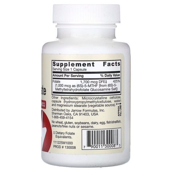 Jarrow Formulas Vegan Methyl Folate 1000 mcg, 100 вегакапсул CN10886 фото