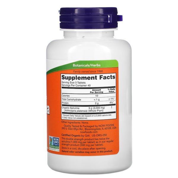 NOW Spirulina 1000 mg, 120 таблеток CN11667 фото