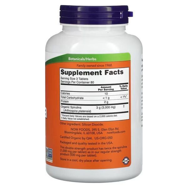 NOW Spirulina 1000 mg, 240 таблеток CN15625 фото