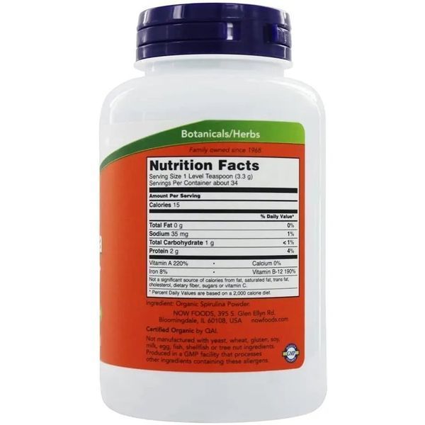 NOW Spirulina Powder, 113 грамм CN11668 фото