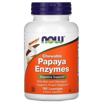 NOW Papaya Enzymes, 180 жевательных таблеток CN4508 фото