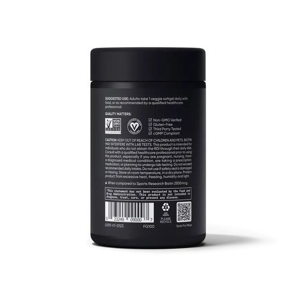 Sports Research Biotin 5000 mcg, 120 капсул CN16643 фото