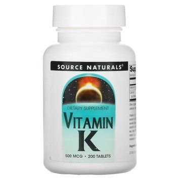 Source Naturals Vitamin K 500 mcg, 200 таблеток CN12566 фото