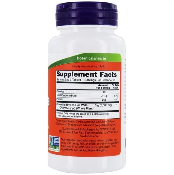 NOW Chlorella 1000 mg, 60 таблеток CN10300 фото