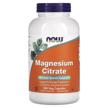 NOW Magnesium Citrate, 240 вегакапсул CN11547 фото