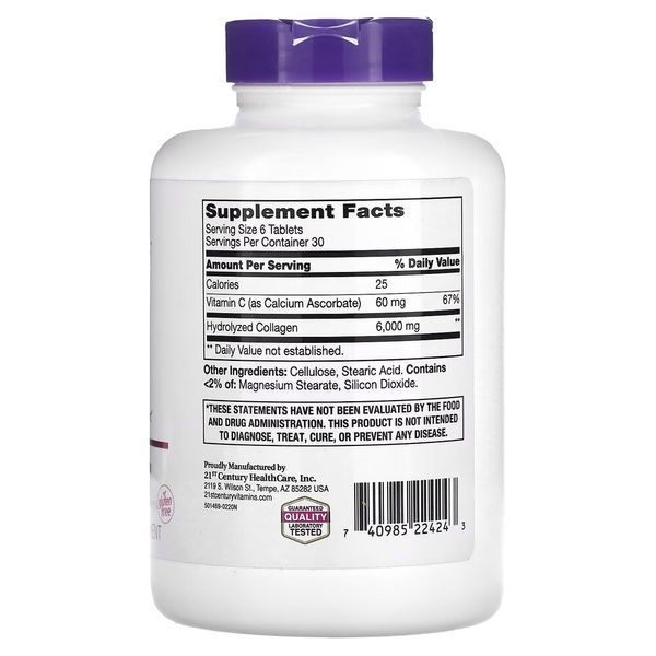 21st Century Super Collagen Plus Vitamin C 6000 mg, 180 таблеток CN3919 фото