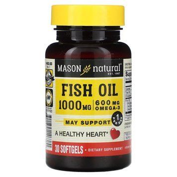 Mason Natural Fish Oil 1000 mg Omega-3 600 mg, 30 капсул CN13507 фото