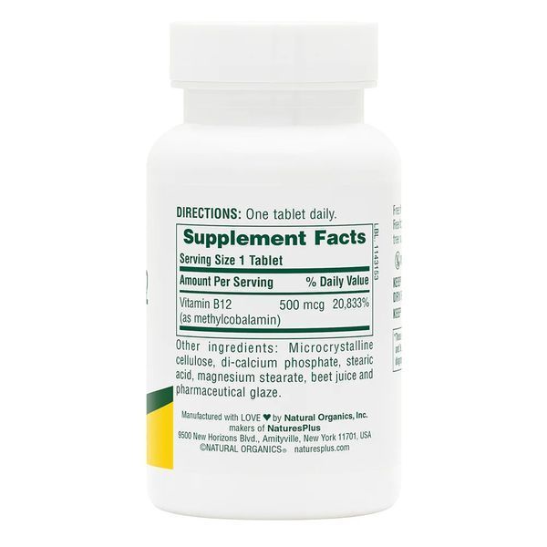 Natures Plus Vitamin B12 500 mcg, 90 таблеток CN11755 фото