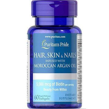 Puritan's Pride Hair Skin and Nails infused with Moroccan Argan Oil, 60 таблеток CN2538 фото