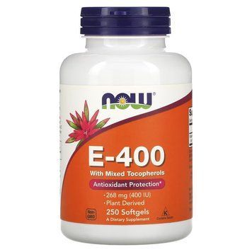 NOW Vitamin E-400 with Mixed Tocopherols, 250 капсул CN12651 фото
