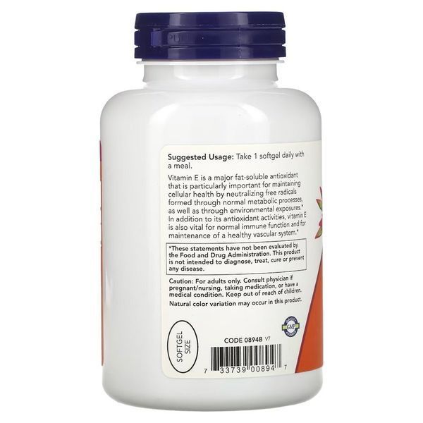 NOW Vitamin E-400 with Mixed Tocopherols, 250 капсул CN12651 фото