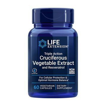 Life Extension Triple Action Cruciferous Vegetable Extract with Resveratrol, 60 вегакапсул CN14117 фото