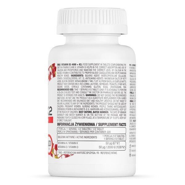 OstroVit Vitamin D3 4000 +K2, 110 таблеток CN5785 фото