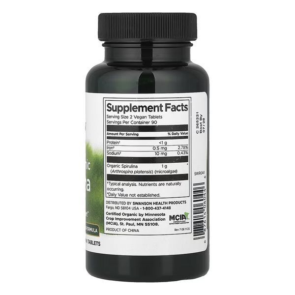 Certified Organic Spirulina 500mg - 180 tabs 100-65-3295022-20 фото