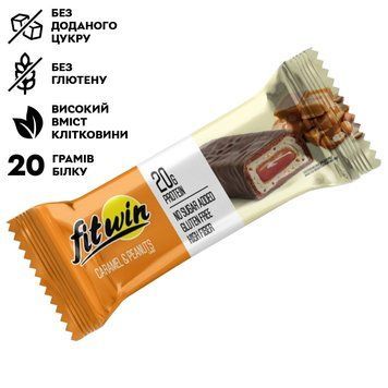 FitWin Protein Bar, 60 грамм - Арахис-карамель CN14858-1 фото