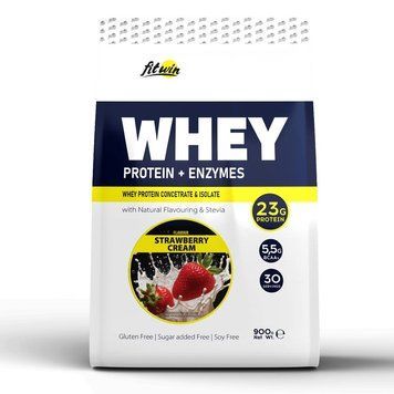 FitWin Whey Protein + Enzymes, 900 грамм - Клубничный крем CN14872-4 фото
