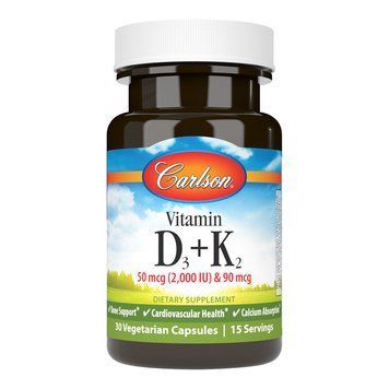 Carlson Labs Vitamin D3 + K2, 30 вегакапсул CN9615 фото