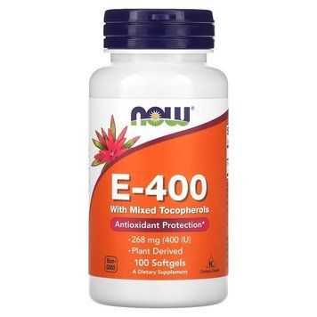 NOW Vitamin E-400 with Mixed Tocopherols, 100 капсул CN12652 фото