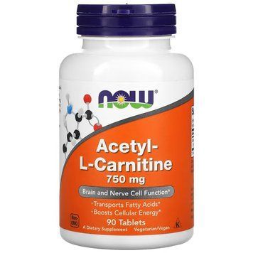 NOW Acetyl-L-Carnitine 750 mg, 90 таблеток CN11450 фото