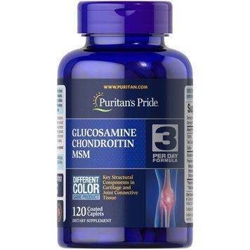 Puritan's Pride Chondroitin Glucosamine MSM 3 Per Day Formula, 120 каплет CN2363 фото