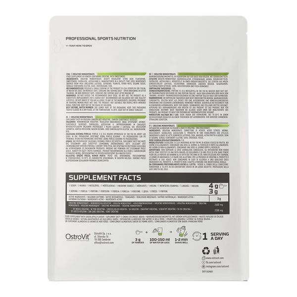 OstroVit Creatine Monohydrate, 300 грам - Зелене яблуко CN1410-1 фото