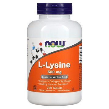 NOW L-Lysine 500 mg, 250 таблеток CN3601 фото