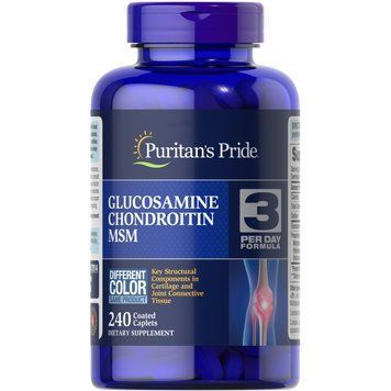 Puritan's Pride Chondroitin Glucosamine MSM 3 Per Day Formula, 240 каплет CN2364 фото