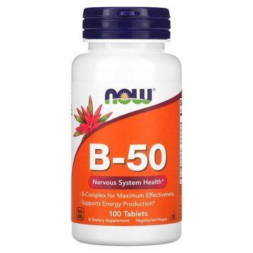 NOW Vitamin B-50, 100 таблеток CN12433 фото