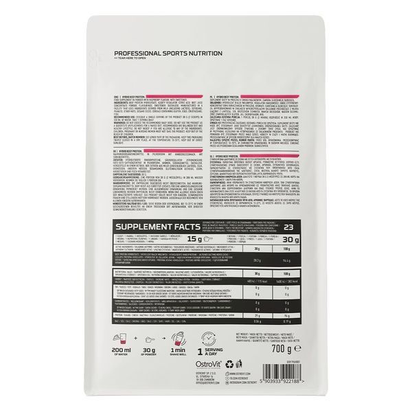 OstroVit Hydro Beef Protein, 700 грамм - Малина CN20041-2 фото