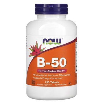 NOW Vitamin B-50, 250 таблеток CN12434 фото