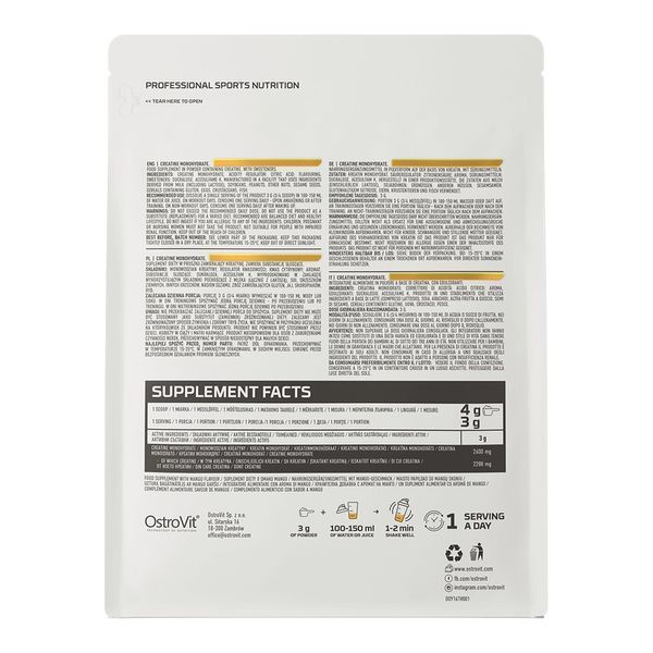 OstroVit Creatine Monohydrate, 300 грам - Манго CN1410-1 фото