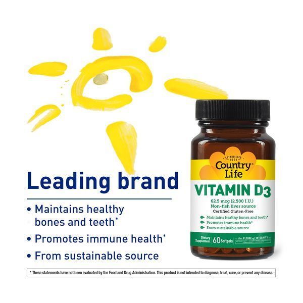 Country Life Vitamin D3 2500 IU, 60 капсул E63BFB4FF131 фото
