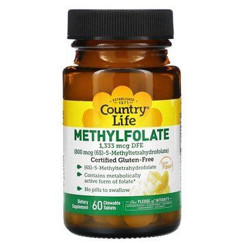 Country Life Methylfolate 800 mcg, 60 жевательных таблеток - Апельсин CN13914-1 фото