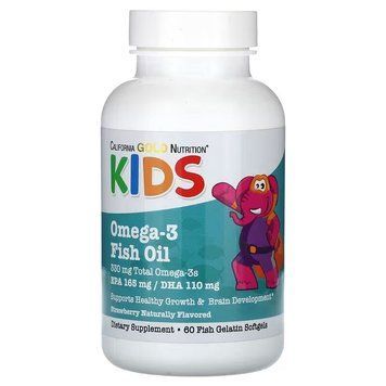 California Gold Nutrition Kids Omega-3 Fish Oil, 60 рыбных капсул - Вишня CN15706-1 фото