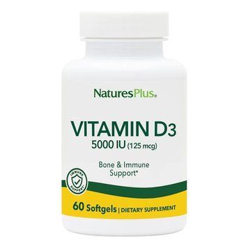 Natures Plus Vitamin D3 5000 IU, 60 капсул FACEDC1ED335 фото
