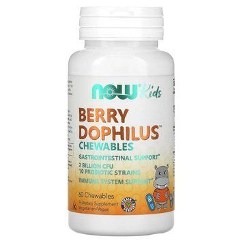 NOW Kids BerryDophilus 2 Billion, 60 жевательных таблеток - Ягоды CN13475-1 фото