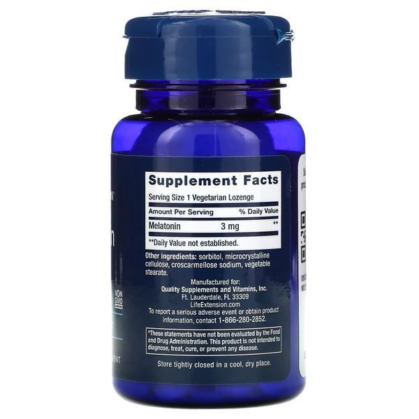 Life Extension Melatonin 3 mg, 60 льодяників CN10774 фото