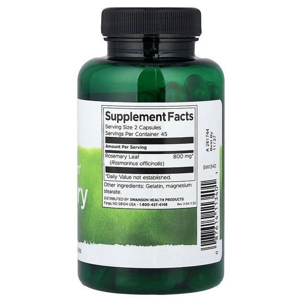 Swanson Rosemary 400 mg Full Spectrum, 90 капсул CN20259-1 фото